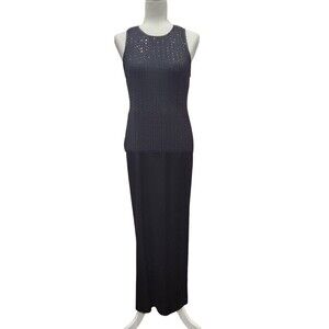VINTAGE Kathryn Dianos Sleeveless Beaded Knit Tank Gown, 8